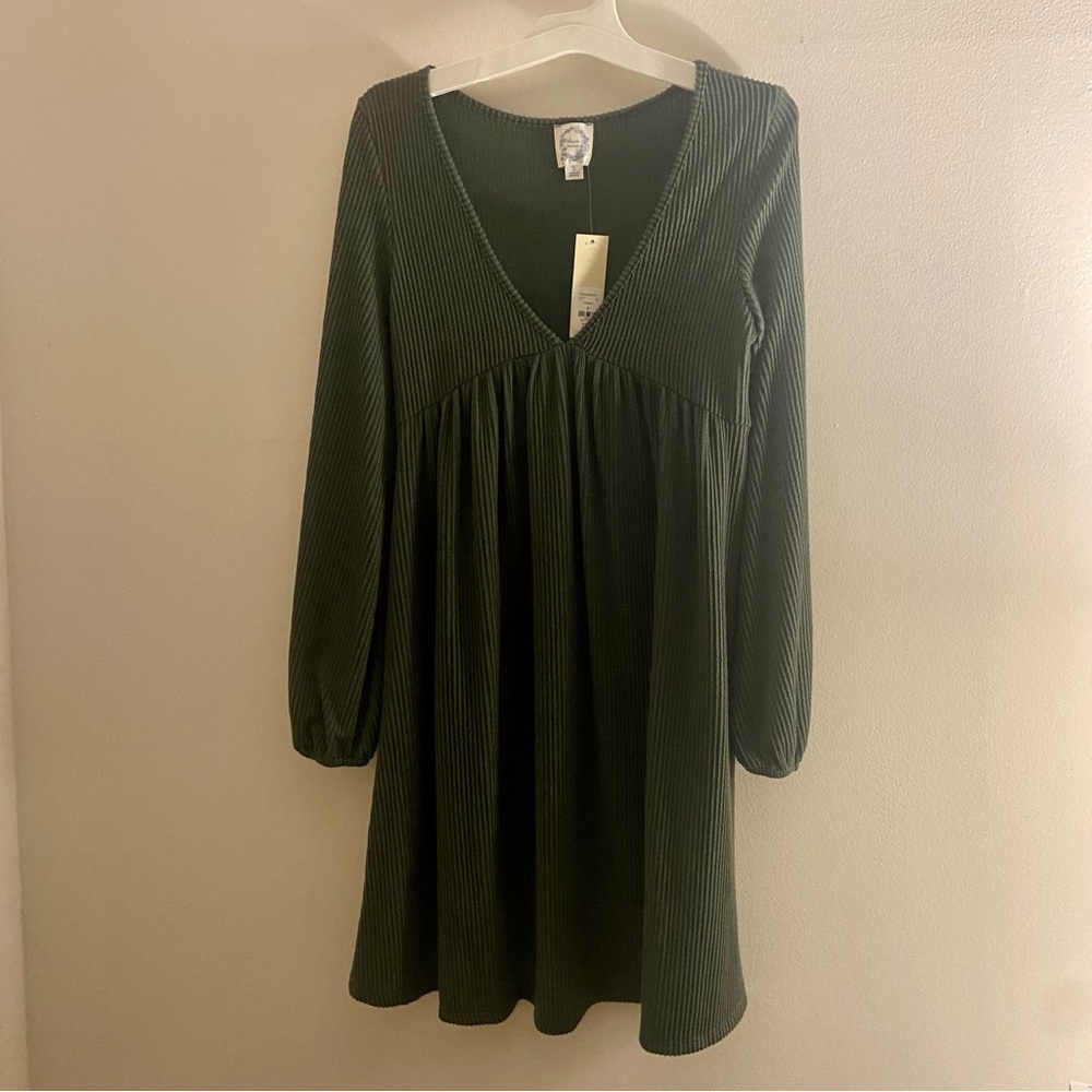NWT Olive Ribbed Mini Dress